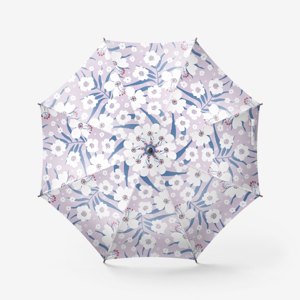 Зонт «Тропический принт с цветами и пальмовыми листьями»