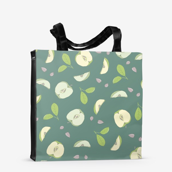 Сумка-шоппер «Яблоки на зеленом фоне»
