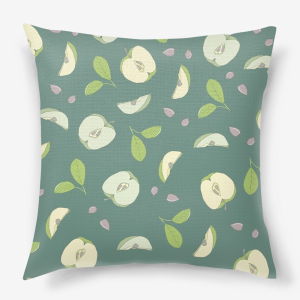 Подушка «Яблоки на зеленом фоне»
