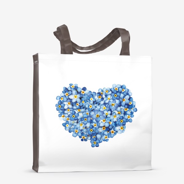 Сумка-шоппер «Сердечко из цветов, синих незабудок, акварелью»