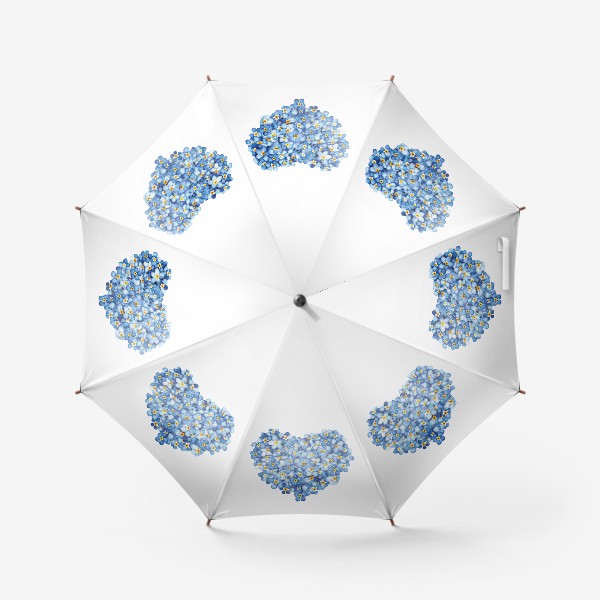 Зонт «Сердечко из цветов, синих незабудок, акварелью»