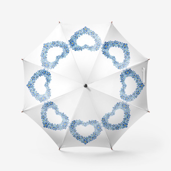 Зонт «Сердце из цветов, синих незабудок, акварелью»