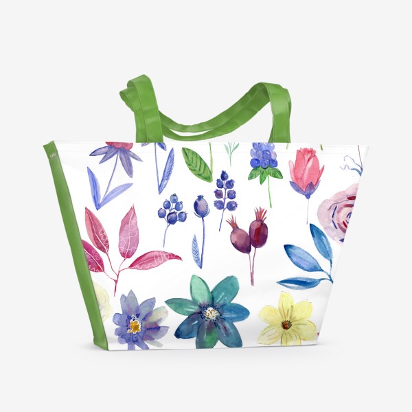 Пляжная сумка «цветы и ягоды »