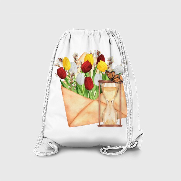 Рюкзак «Конверт с тюльпанами и песочные часы»