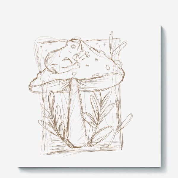 Холст «жабка на грибе»