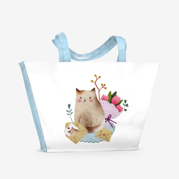 Пляжная сумка «Котик и письмо»