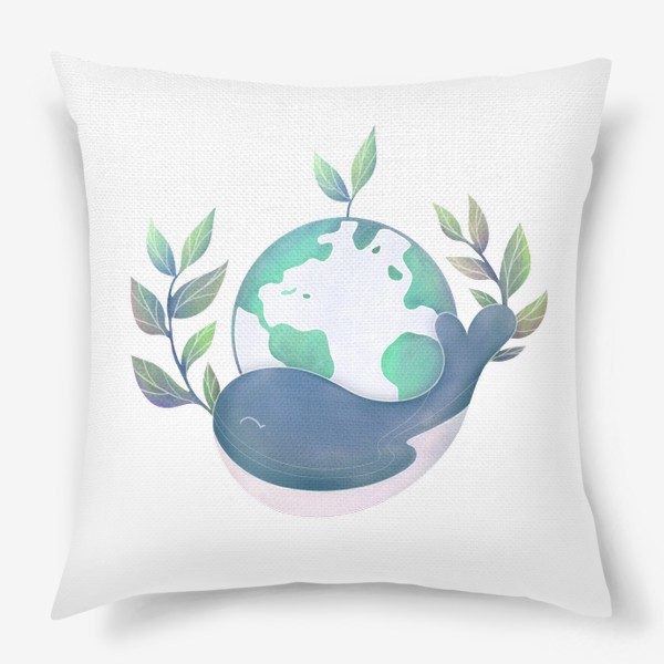 Подушка «Кит и Земля - экология и зеленая планета»