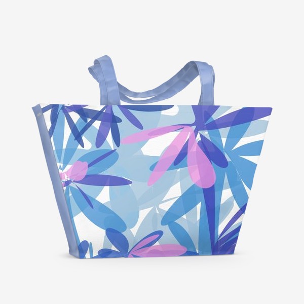 Пляжная сумка «Абстрактные сиреневые и розовые цветы »