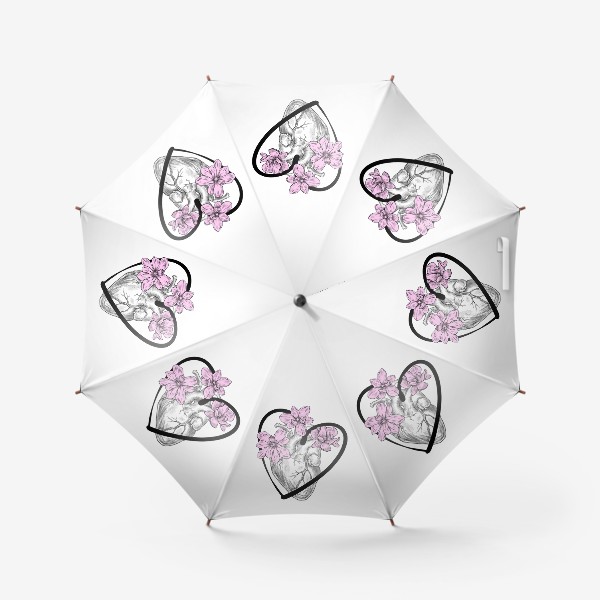 Зонт &laquo;Сердце с розовыми магнолиями&raquo;