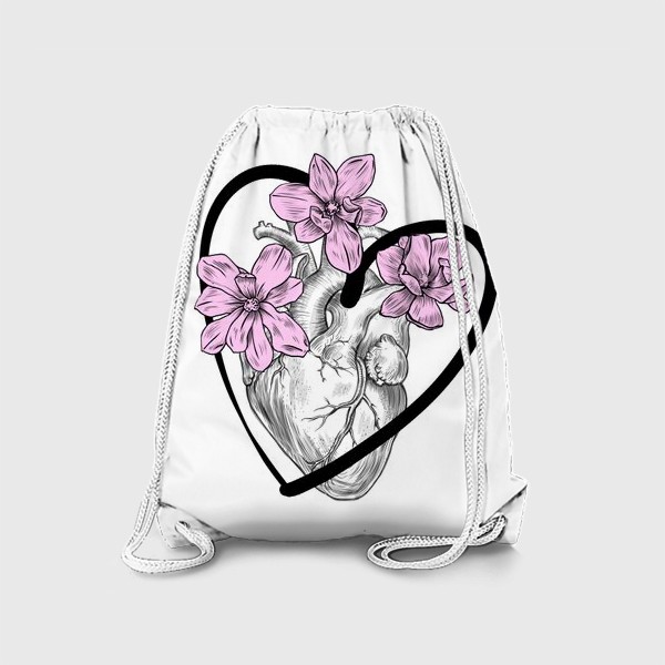 Рюкзак «Сердце с розовыми магнолиями»