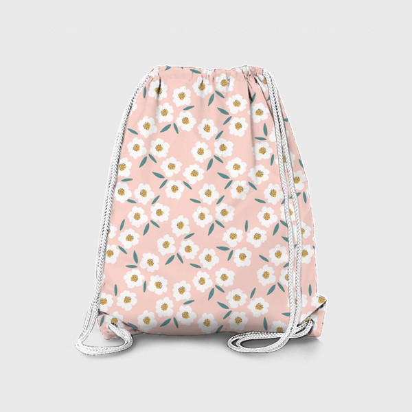Рюкзак «Паттерн с ромашками. Мелкие цветы на розовом.»