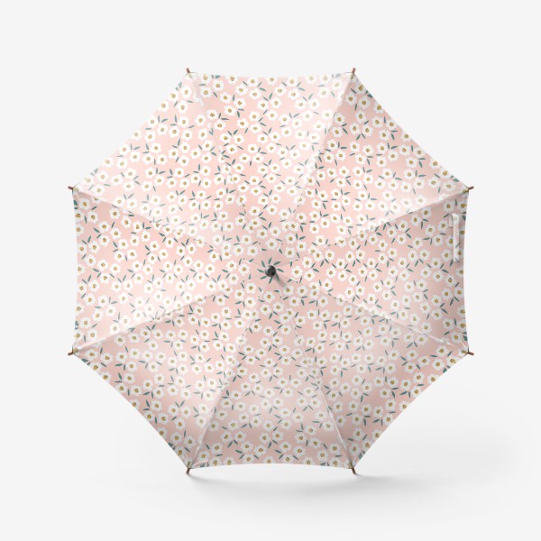 Зонт «Паттерн с ромашками. Мелкие цветы на розовом.»