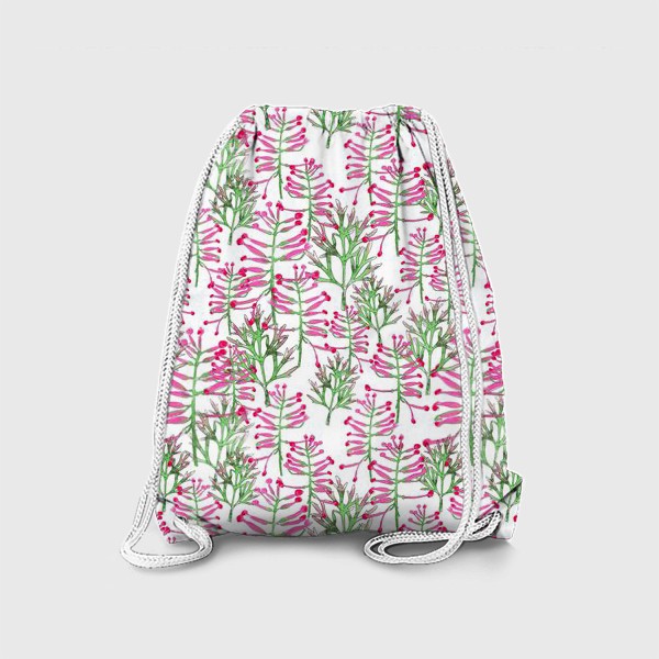 Рюкзак «Розовые цветы на белом фоне, паттерн »
