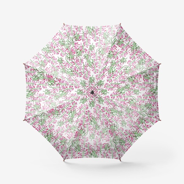 Зонт «Розовые цветы на белом фоне, паттерн »