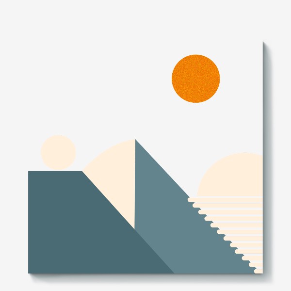 Холст «Горы и солнце минимализм»