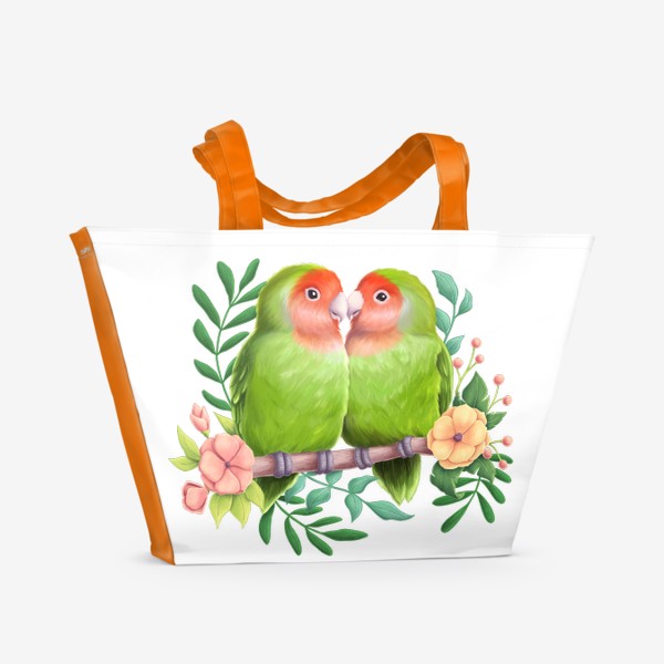 Пляжная сумка «Попугаи неразлучники»
