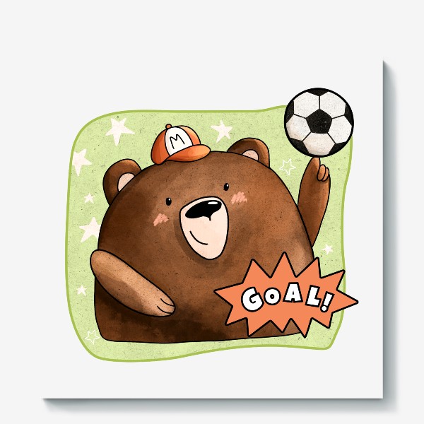 Холст «Медведь футболист»