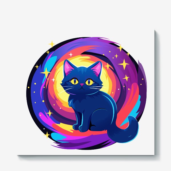 Холст «Лунный черный кот»