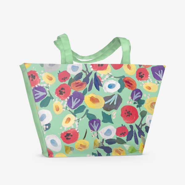 Пляжная сумка «Прекрасные летние цветы нарисованные от руки»