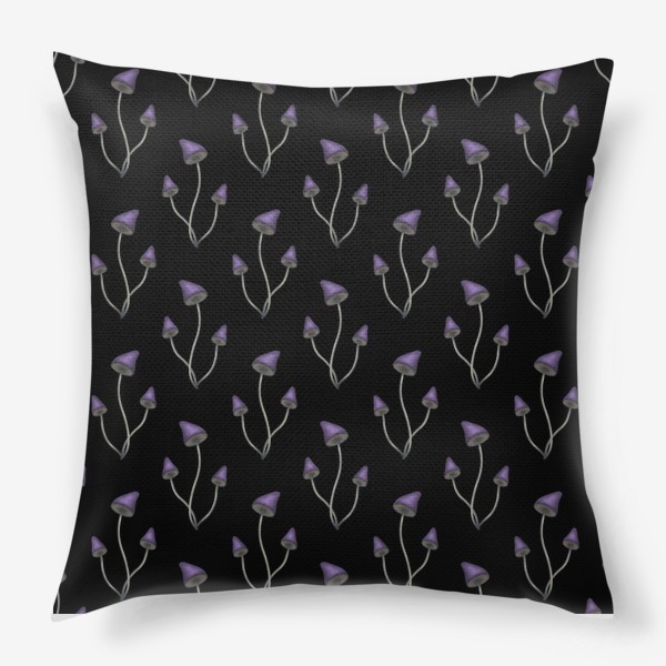 Подушка «Фиолетовые грибы - паттерн»