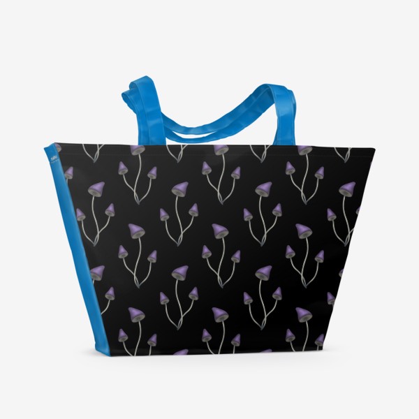 Пляжная сумка «Фиолетовые грибы - паттерн»