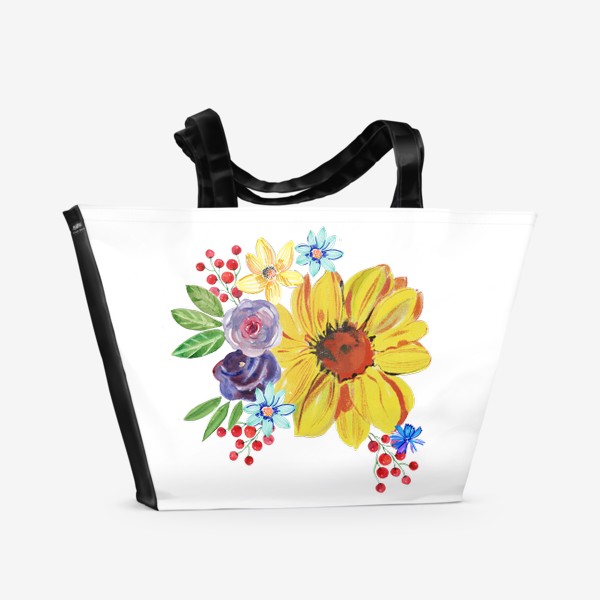 Пляжная сумка «букет с желтым цветком»