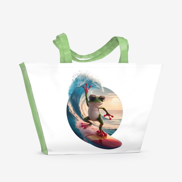 Пляжная сумка «Лягушка на волне»