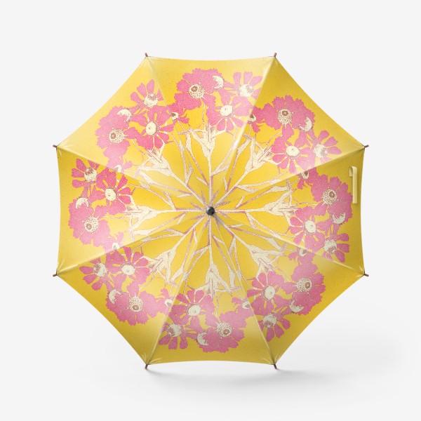Зонт «Розовые цветы на желтом фоне. В винтажном стиле.»