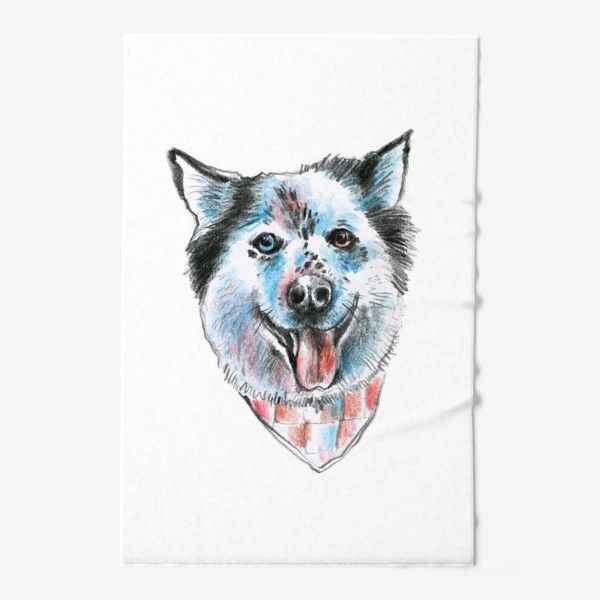 Полотенце «Якутская лайка. Рисунок карандашом. Любителю собак»