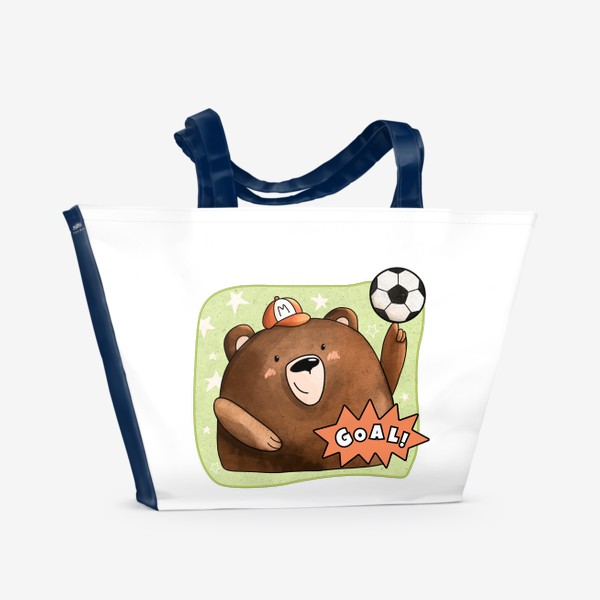 Пляжная сумка «Медведь футболист»