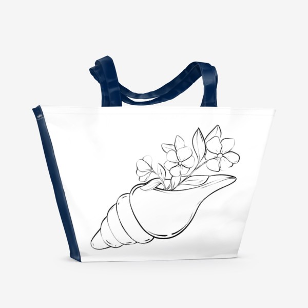 Пляжная сумка &laquo;Ракушка с цветочками&raquo;