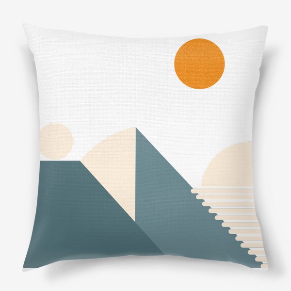 Подушка «Горы и солнце минимализм»