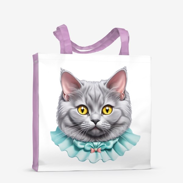 Сумка-шоппер &laquo;Толстый милый британский кот, смешной котенок британец именинник, забавный серый котик на день рождения любителю кошек&raquo;