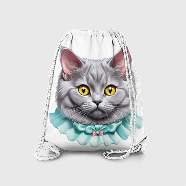 Рюкзак «Толстый милый британский кот, смешной котенок британец именинник, забавный серый котик на день рождения любителю кошек»