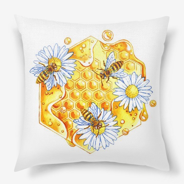 Подушка «Сота с медом и ромашками»