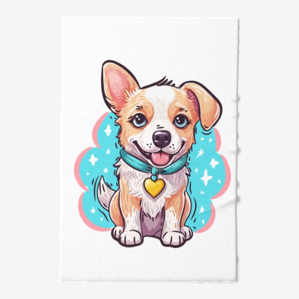 Полотенце &laquo;Милый рыжий щенок дворняжка, собака - маленький друг, забавная аниме мультяшная собачка для ребенка&raquo;