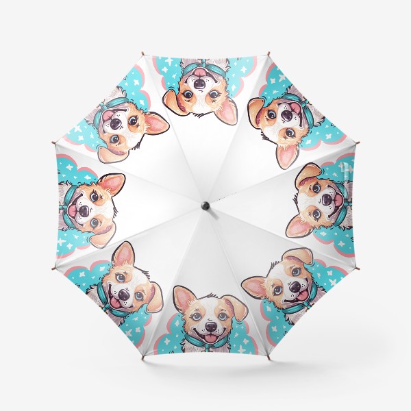 Зонт «Милый рыжий щенок дворняжка, собака - маленький друг, забавная аниме мультяшная собачка для ребенка»
