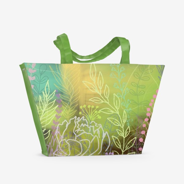 Пляжная сумка «Абстракция зелень»