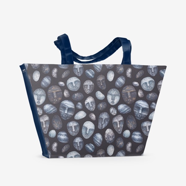Пляжная сумка «Камни уфф, они же хуюмбулы - тёмный фон»