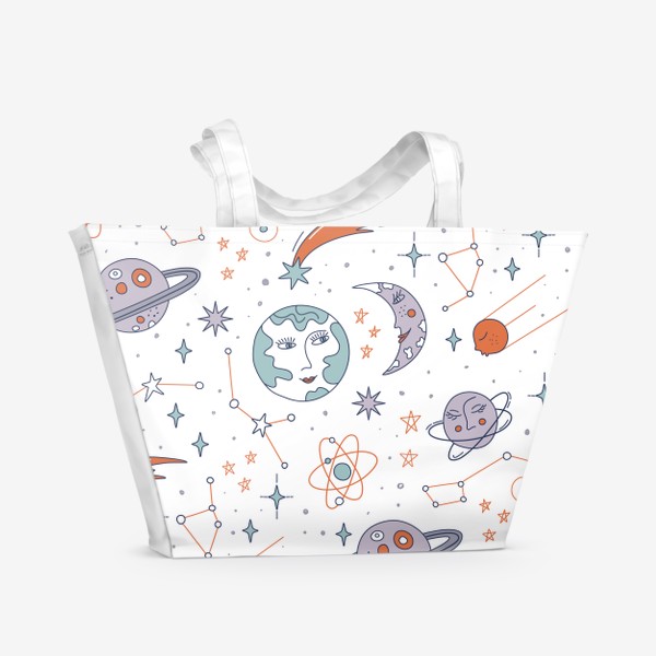 Пляжная сумка «Космос. Абстрактный паттерн с космическими элементами»