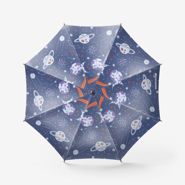 Зонт «Космос. Абстрактный паттерн с космическими элементами»