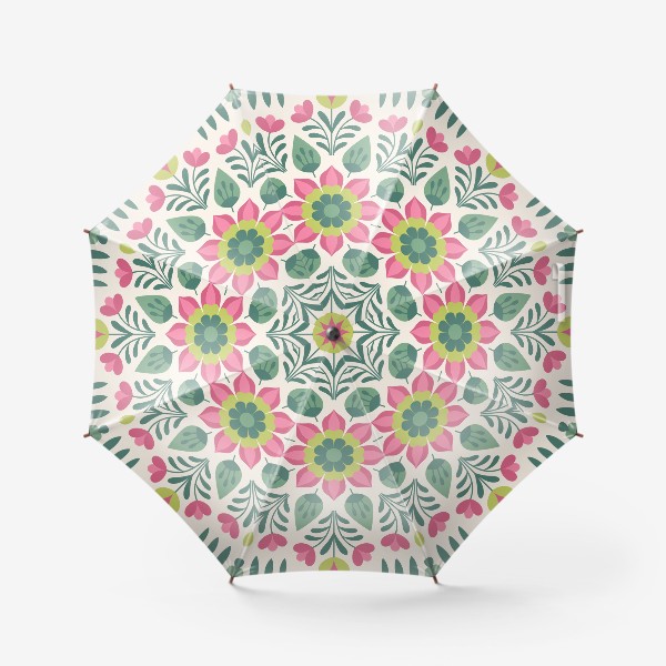 Зонт «Орнамент зелено-розовый»