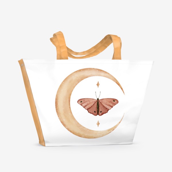 Пляжная сумка «Месяц и мотылек. Ночная бабочка.»