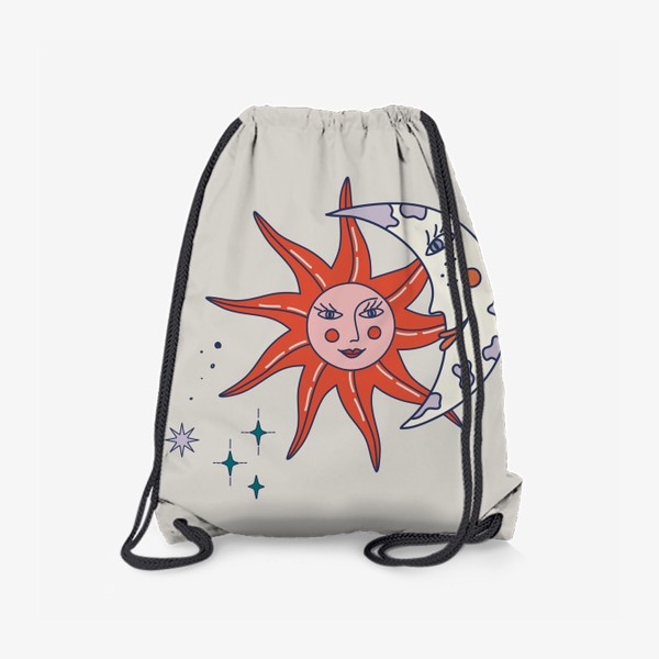 Рюкзак «Солнце и луна. Космические символы в бохо стиле.»
