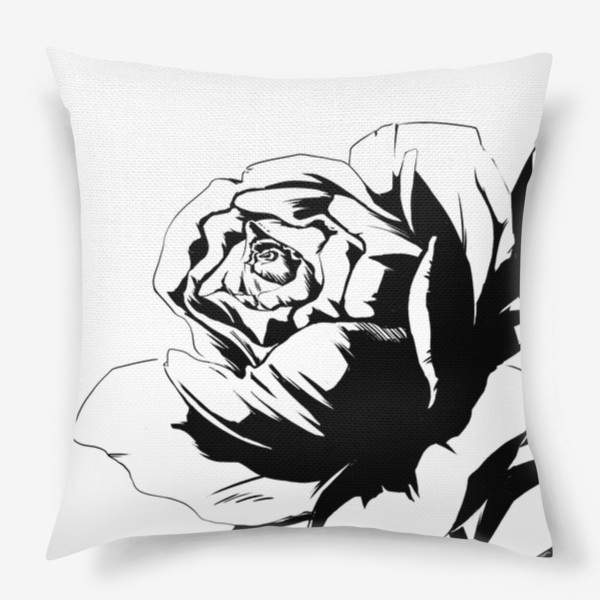 Подушка «Роза черно-белая. Скетч»