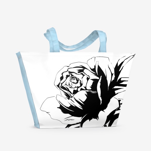 Пляжная сумка «Роза черно-белая. Скетч»