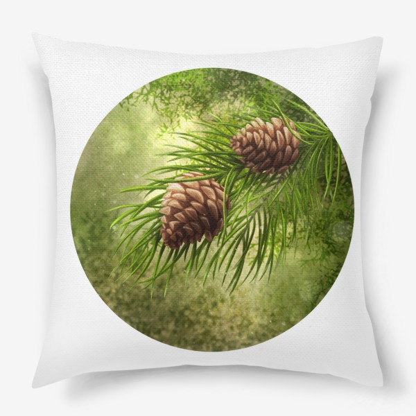 Подушка «Сосновые шишки в лесу»