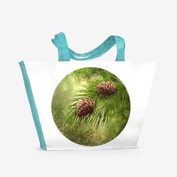 Пляжная сумка «Сосновые шишки в лесу»