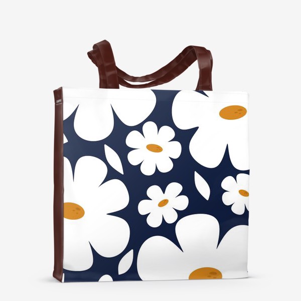 Сумка-шоппер «белые цветы на синем фоне»