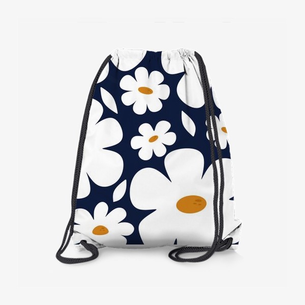 Рюкзак «белые цветы на синем фоне»